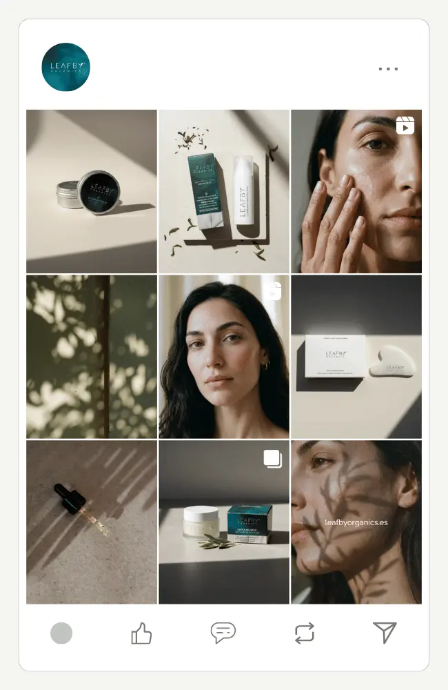 Leafby Organics social media feed